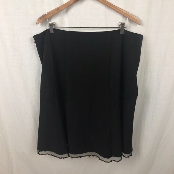 Lane Bryant Women's A Line Skirt Beaded Hem Side Zipper Solid Black Size 20 - Picture 5 of 6